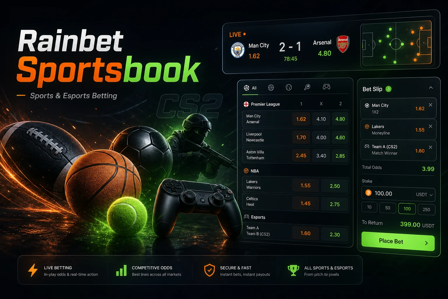 Rainbet sportsbook and esports betting